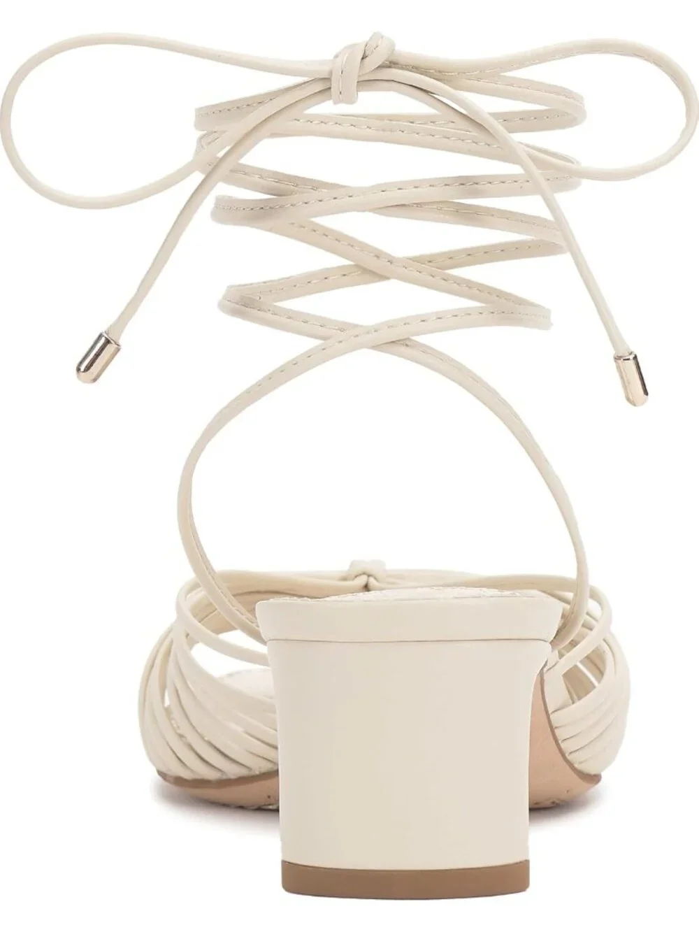 Vince Camuto Women's Creamy White Lory Ankle Wrap Kitten Heels Sandals Slip On